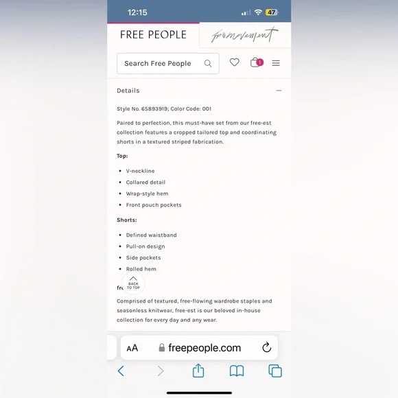 NWOT FREE PEOPLE Stay Cool Set In Black MSRP $98 Size L - Picture 5 of 16